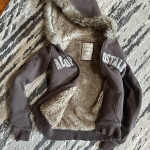 Aeropostale Brown Hooded Puffer Jacket